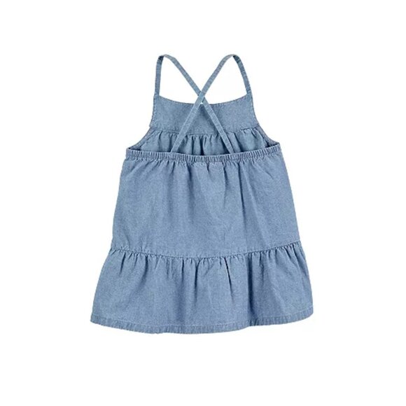 CARTERS NWT Girls Size 7 Blue Chambray Tank Top Sleeveless Tiered Shirt new - Picture 2 of 6